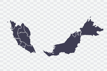 Malaysia Map Slate Color on White Background quality files Png