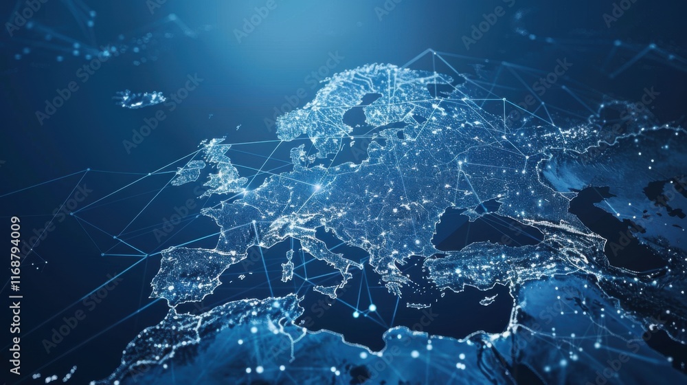 Aufkleber communication technology with global internet network connected. telecommunication and data transfer