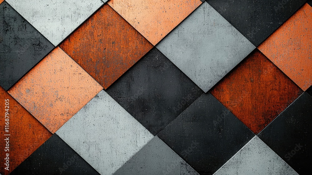 Poster grungy abstract background idea. abstract geometric pattern with dark and metallic colors on a squar
