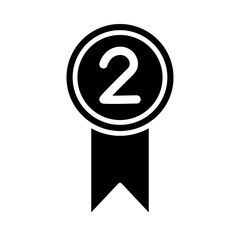 Second Place Ribbon glyph icon
