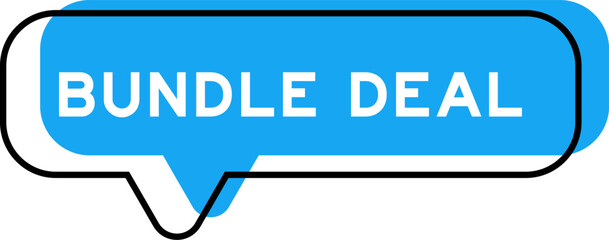 Speech banner and blue shade with word bundle deal on white background