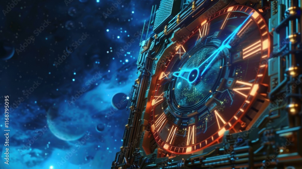 Poster computer time clock in space