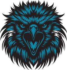 Enraged Falcon Head with Sharp Beak and Intense Stance
