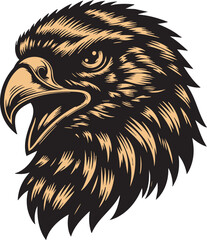 Wild Falcon Head with Aggressive Gaze and Powerful Features
