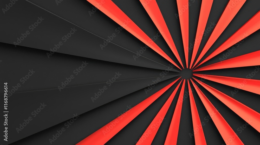 Poster burst abstract background concept. vibrant geometric design with red and black radiating patterns fo