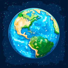 Fototapeta premium cartoon planet earth in space