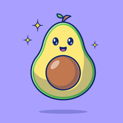 Cute Avocado Cartoon Vector Icon Illustration. Food Nature 
Icon Concept Isolated Premium Vector. Flat Cartoon Style 