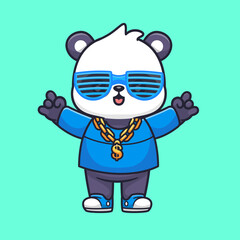 Cute Rich Panda Wearing Gold Chain Cartoon Vector Icon 
Illustration. Animal Business Icon Concept Isolated Premium 
Vector. Flat Cartoon Style 