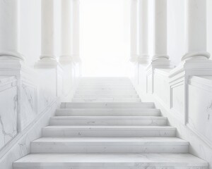 Obraz premium An empty marble staircase leads up to a bright light.