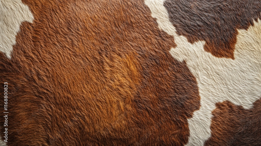 Poster detailed cowhide texture with rich brown and white patterns suitable for various artistic and design