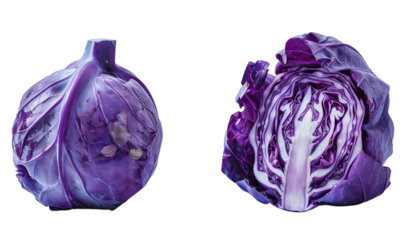 purple cabbage on isolated white background PNG