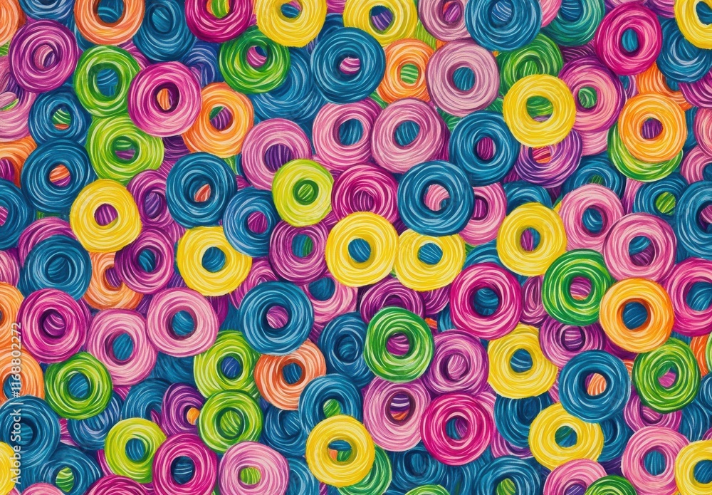 Poster colorful abstract background of vibrant circular shapes in various hues creating a lively and festiv
