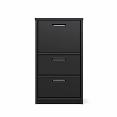 Sturdy Black File Cabinet on a Clear White Background: Office Organization