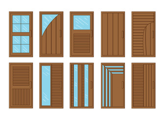 wooden door design on white background illustration vector
