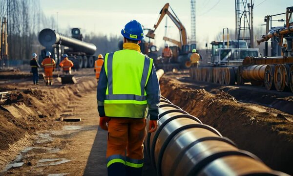Camera follows the Civil engineer walking on construction site, 4K  