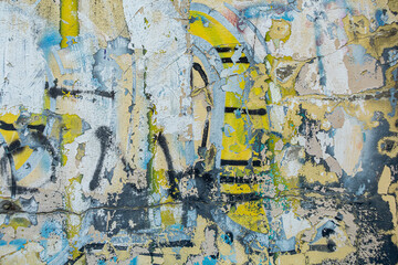 Abstract multicolor grunge background with abstract color texture. Abstraction from collapsing graffiti on the wall.