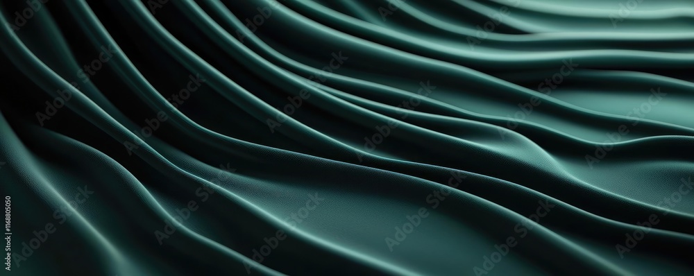 Poster velvet abstract background concept. smooth emerald fabric with flowing waves providing a luxurious b