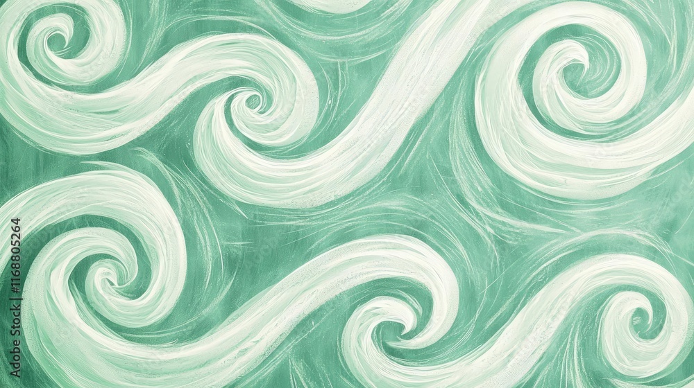 Poster chalkboard abstract background idea. elegant swirl patterns in soft green hues for abstract design a