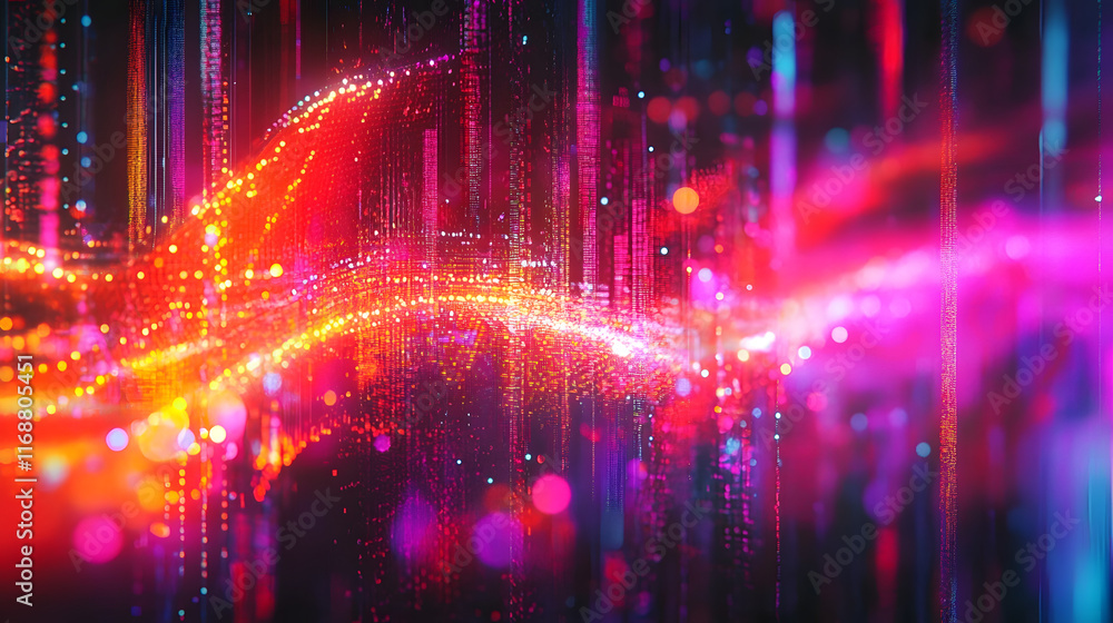 Poster digital neon matrix digital cyberspace data cyberpunk hologram abstract background wallpaper ai gene