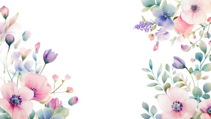 Obraz premium Watercolor Floral Background Vector Illustration With Soft Hues and Delicate Blossoms for Elegant Designs