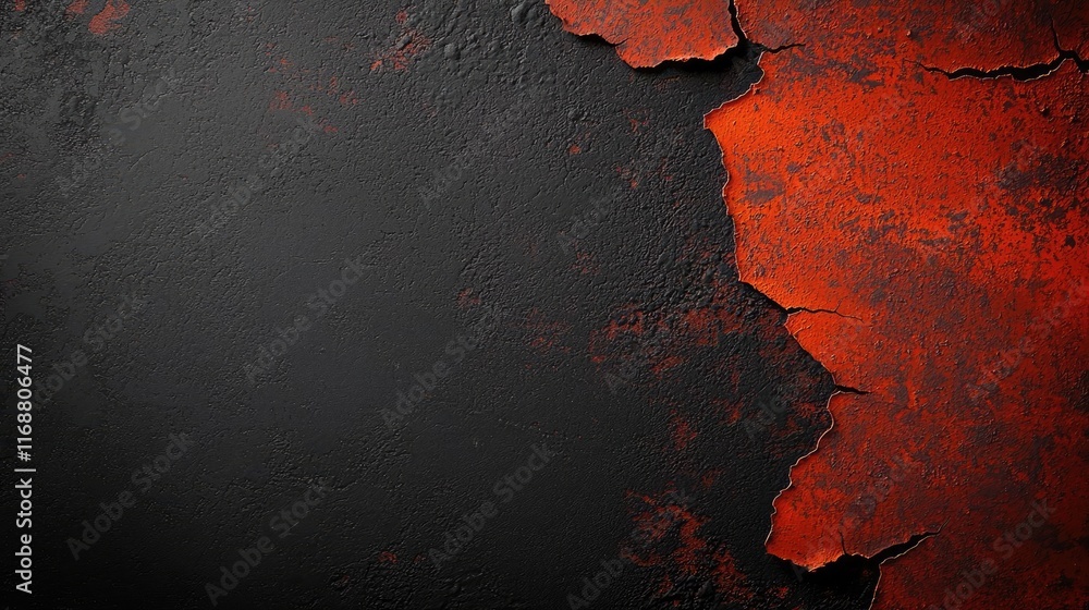 Poster grungy abstract background idea. abstract texture featuring cracked paint in black and red hues for 