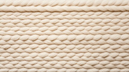 A close up of a white knit fabric with a lot of yarn
