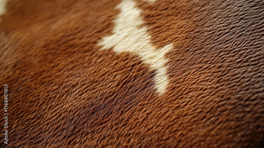 Poster detailed close-up of cowhide texture featuring warm brown hues and unique patterns ideal for design 