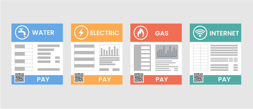 online payment utility bills group vector flat illustration management invoice receipt