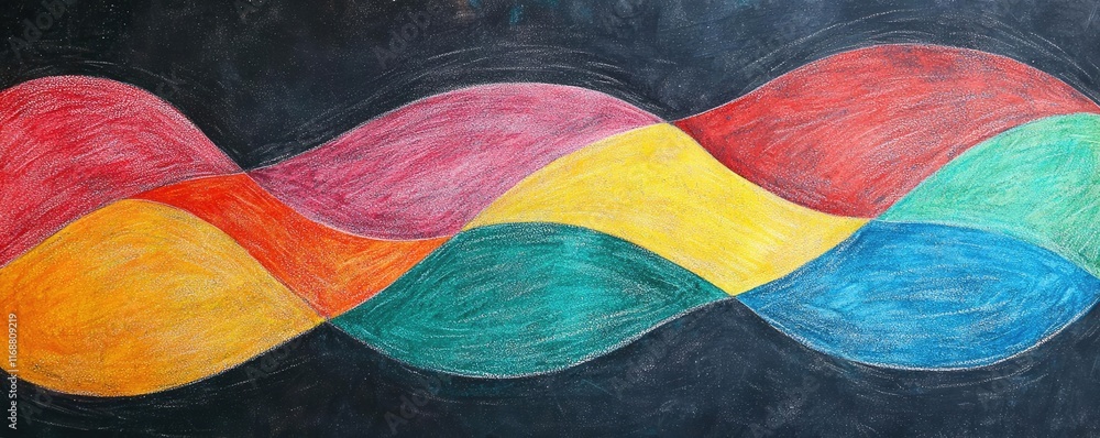 Poster chalkboard abstract background idea. vibrant abstract waves in colorful patterns on a dark backgroun