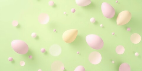 Pastel Eggs and Spheres on a Light Green Background A Festive Design