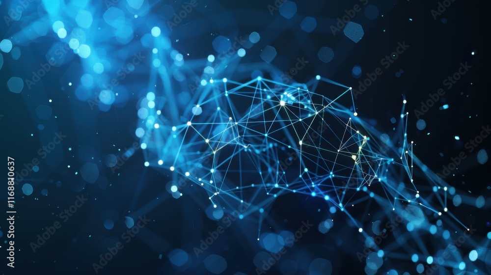 Poster data technology abstract futuristic illustration . low poly shape with connecting dots and lines on 