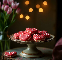 heart shaped valentines's day  cookies