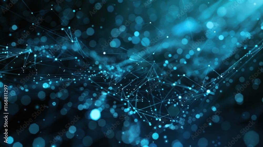 Poster data technology abstract futuristic illustration . low poly shape with connecting dots and lines on 