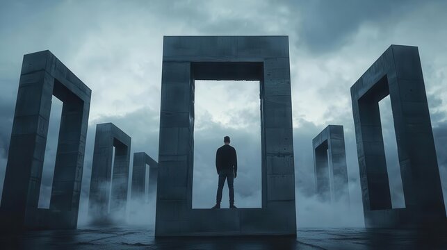 Engineer marking structural points on a towering steel framework, precision in every motion, focus, goalsetting, direction
