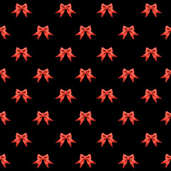 Red bows arranged in a repeating pattern on a black background creating a festive design suitable for various occasions