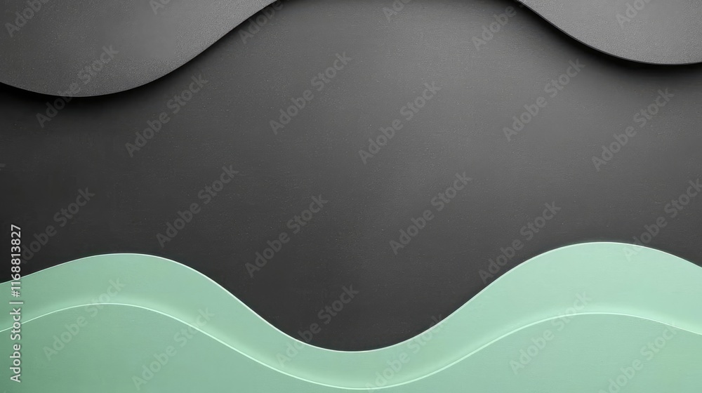Poster chalkboard abstract background idea. abstract wave patterns in black and mint green create a modern,
