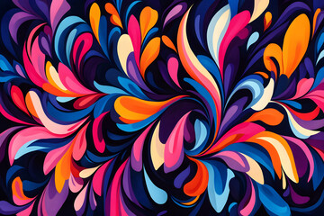 Vibrant abstract floral design, swirling colorful petals on dark background. Perfect for website banners, wallpapers, and print designs.