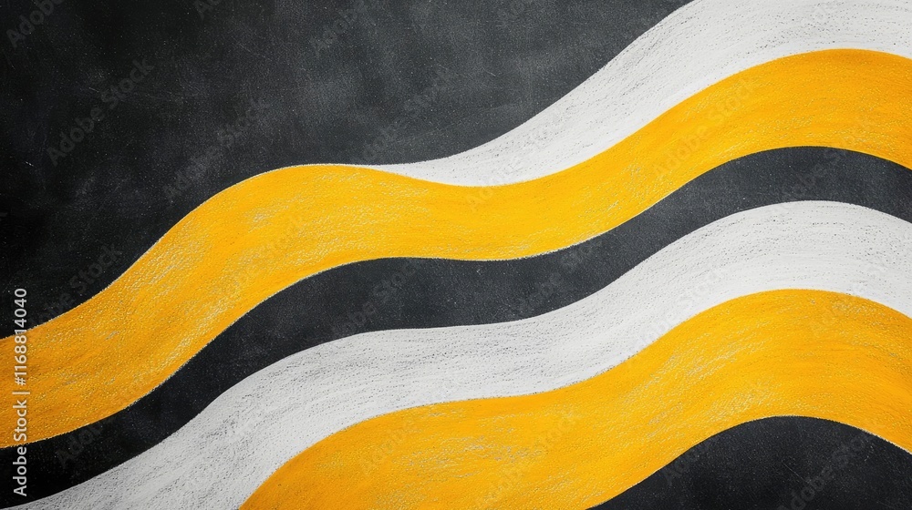 Poster chalkboard abstract background idea. abstract waves in yellow, white, and black create a modern dyna