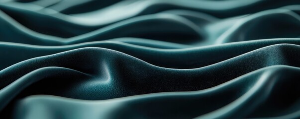 Fototapeta premium Velvet abstract background concept. Elegant dark fabric texture with smooth, flowing waves highlighting luxurious design.