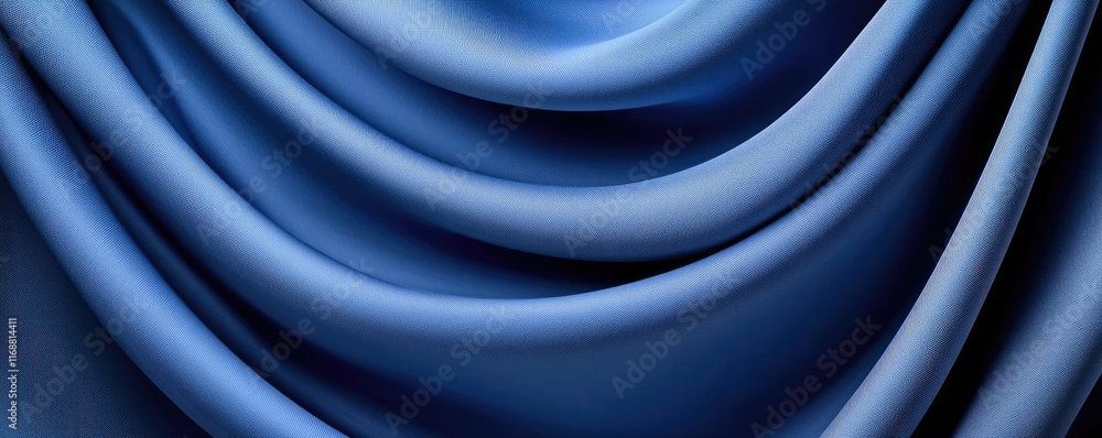 Poster velvet abstract background concept. elegant blue satin fabric draping softly, creating smooth waves 