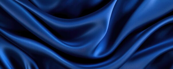 Fototapeta premium Velvet abstract background concept. Elegant blue satin fabric drapes beautifully, showcasing smooth texture and rich color.