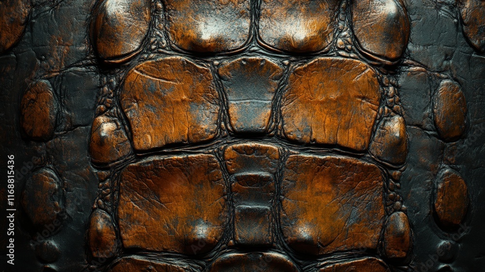 Poster detailed close-up of crocodile hide with textured surface highlighting chaos and unique patterns in 