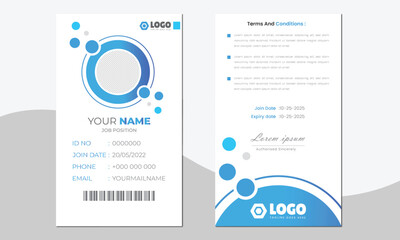professional corporate id card template, clean id card design with realistic mockup