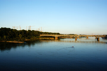 Fototapeta premium river Vistula in Poland sunset over the river in the city