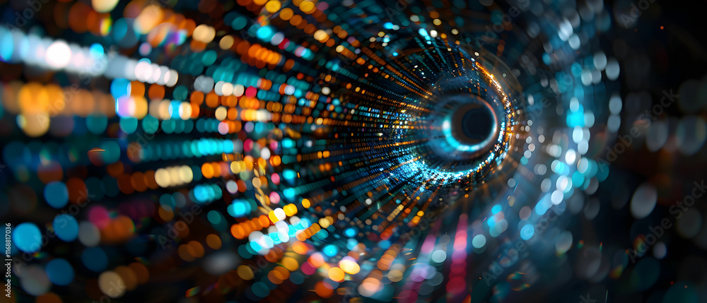 Poster vibrant abstract tunnel of colorful lights creating a hypnotic and dynamic visual motion effect