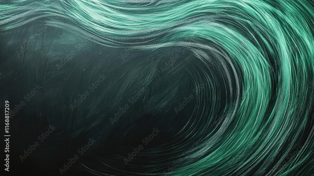 Poster chalkboard abstract background idea. abstract green wave patterns depicting the flow of water in a s