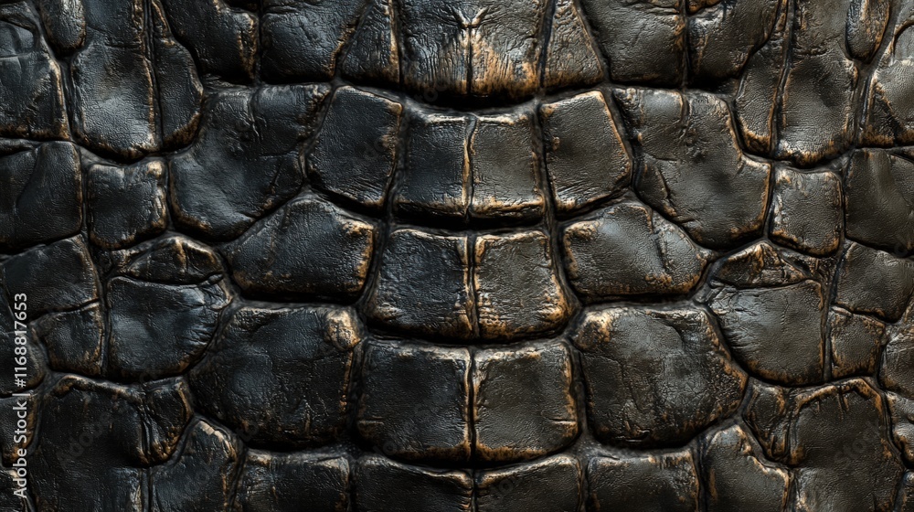 Poster realistic crocodile skin texture with deep cracks and variations of dark shades for luxurious backgr