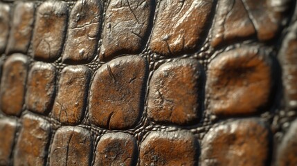 Detailed Close-Up of Crocodile Skin Texture Highlighting Intricate Patterns and Rich Depths, Perfect for Nature, Wildlife, and Texture Projects