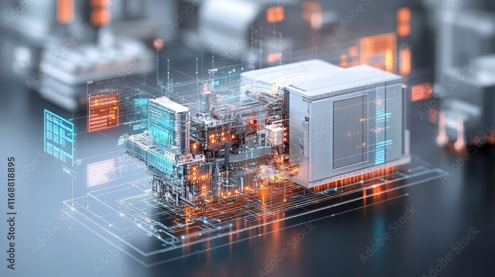 Aufkleber advanced technology data center server room futuristic digital network infrastructure visualization
