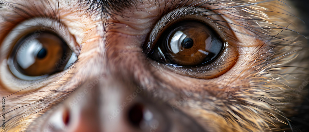 Aufkleber close-up of a curious monkey eyes capturing intriguing expressions and unique features in wildlife p